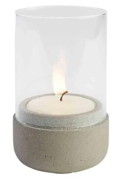 APS Windlicht "ELEMENT" In Grau/Transparent Ø 7,5 Cm, H: 13 Cm