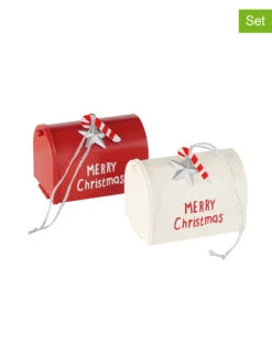 2er-Set: Dekoanhänger "Santa's Mailbox" In Rot/ Weiß - (B)9 X (H)6 X (T)7 Cm