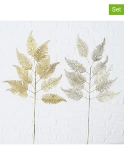 2er-Set: Dekozweige "Farn" In Silber/ Gold - (L)65 Cm