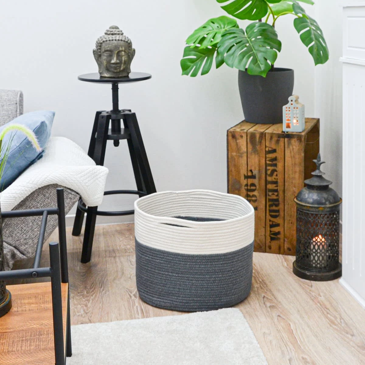 35l Baumwoll Seilkorb Ø39x30cm In Bunt 3 35l Baumwoll Seilkorb Ø39x30cm In Bunt - Image 3