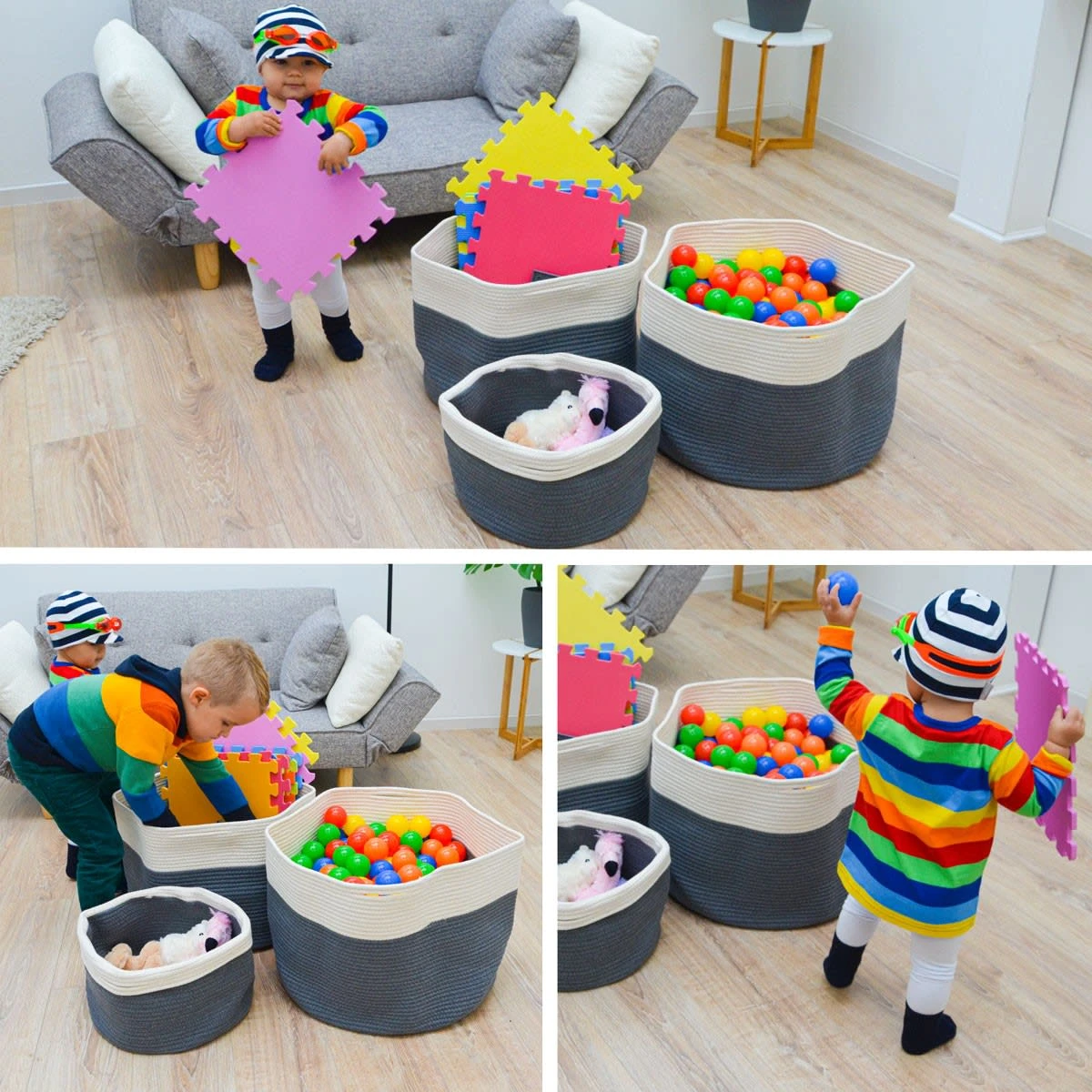 35l Baumwoll Seilkorb Ø39x30cm In Bunt 5 35l Baumwoll Seilkorb Ø39x30cm In Bunt - Image 5