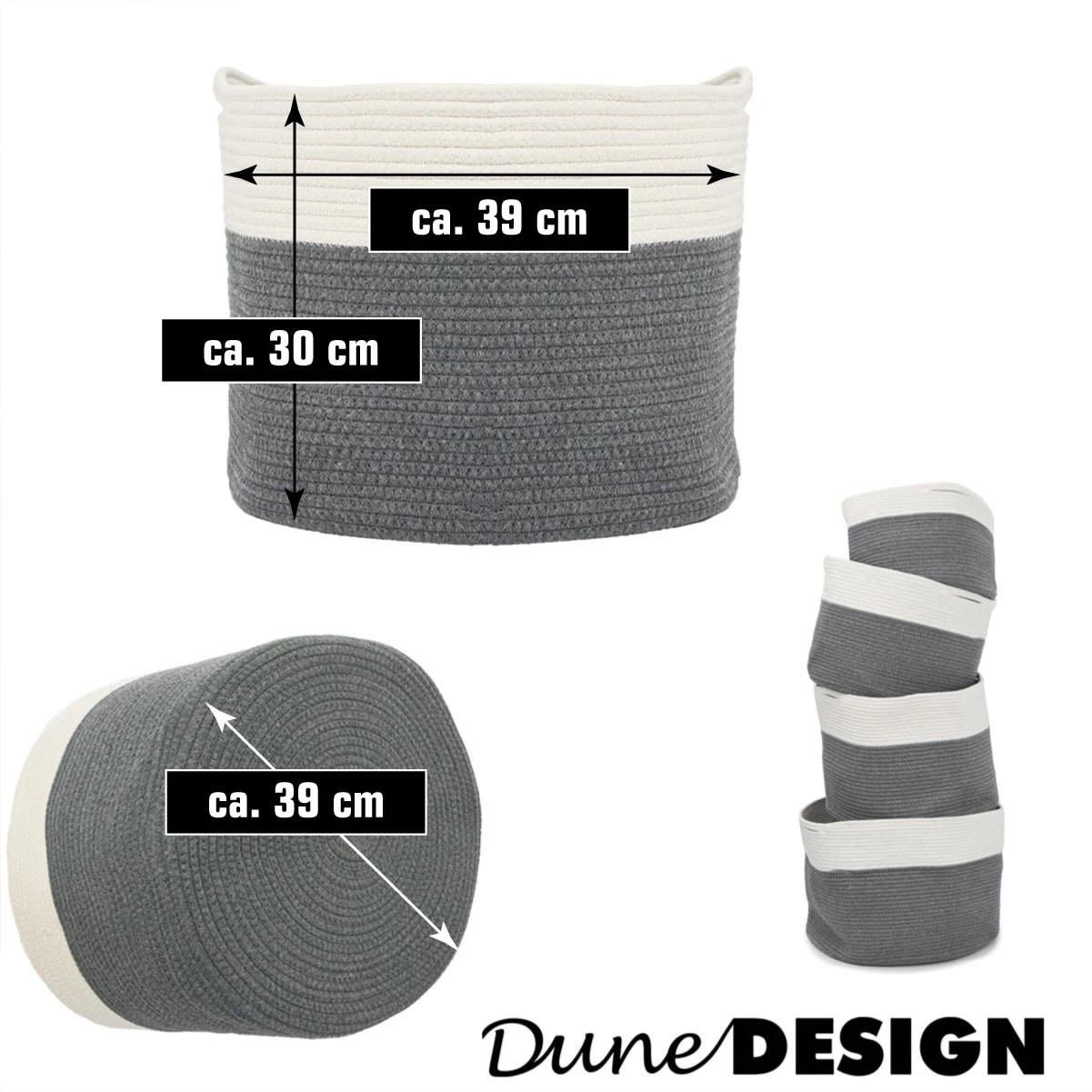 35l Baumwoll Seilkorb Ø39x30cm In Bunt 7 35l Baumwoll Seilkorb Ø39x30cm In Bunt - Image 7