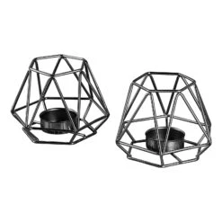 2 Er-Set Teelicht-/ Kerzenhalter Vintage Small In Schwarz