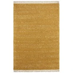 Hochflor Teppich Fransen Agouhe Senfgelb