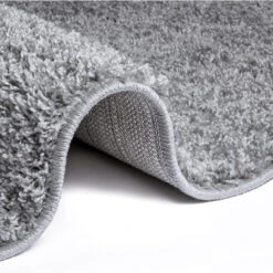 Hochflor Uni Teppich Amelie Grau