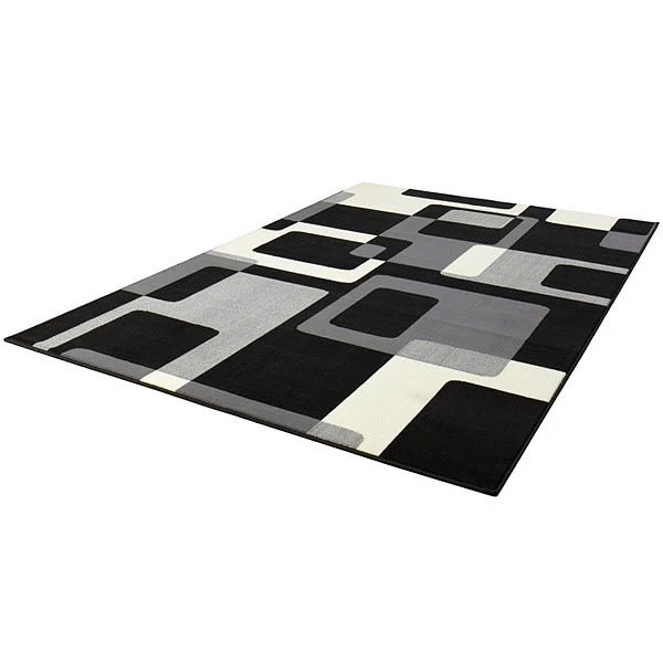 Kurzflor Teppich Retro Schwarz/creme 2 Kurzflor Teppich Retro Schwarz/creme - Image 2