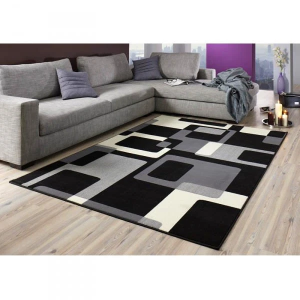 Kurzflor Teppich Retro Schwarz/creme 3 Kurzflor Teppich Retro Schwarz/creme - Image 3