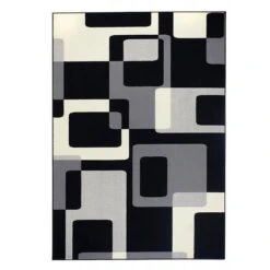 Kurzflor Teppich Retro Schwarz/creme