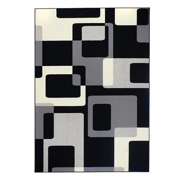 Kurzflor Teppich Retro Schwarz/creme 1 Kurzflor Teppich Retro Schwarz/creme