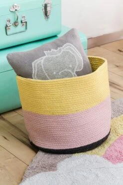 Korb "Rainbow" In Rosa/Gelb - 28x28x28 Cm -Dekowelt Verkauf happy decor kids korb rainbow in rosa gelb 28x28x28 cm 5