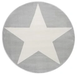 Kinderteppich SHOOTINGSTAR In Silbergrau/weiss Rund