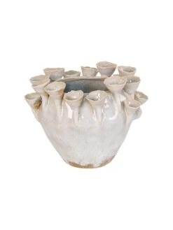 Blumentopf In Creme - (B)16 X (H)14,5 X (T)12,8 Cm