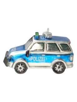 Christbaumornament "Polizei SUV" In Blau - (B)12 Cm