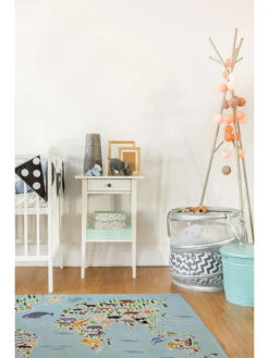 Baumwoll-Teppich "Animals" In Türkis - (L)190 X (B)135 Cm -Dekowelt Verkauf little nice things baumwoll teppich animals in turkis l 190 x b 135 cm 2