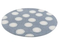 Kinderteppich PUNKTE In Blau/weiß Rund -Dekowelt Verkauf livone kinderteppich punkte in blau weiss rund 3