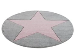 Kinderteppich STERN In Silbergrau/rosa Rund -Dekowelt Verkauf livone kinderteppich stern in silbergrau rosa rund 3