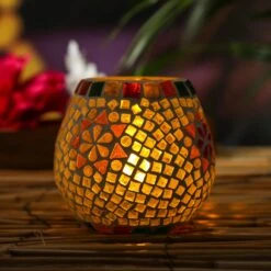 Windlicht/Teelichthalter Mosaik In Bunt - H: 11cm -Dekowelt Verkauf marelida windlicht teelichthalter mosaik in bunt h 11cm 2