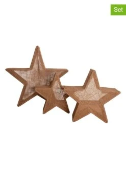3er-Set: LED-Dekoleuchten "Weihnachtssterne" In Braun