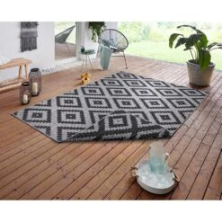 In- & Outdoor Teppich Malta Schwarz Silber -Dekowelt Verkauf northrugs in and outdoor teppich malta schwarz silber 2