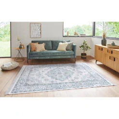 Orientalischer Samt-Teppich Fransen Antique Heriz Pastell-Farben Rose Himmelblau -Dekowelt Verkauf nouristan orientalischer samt teppich fransen antique heriz pastell farben rose himmelblau 2