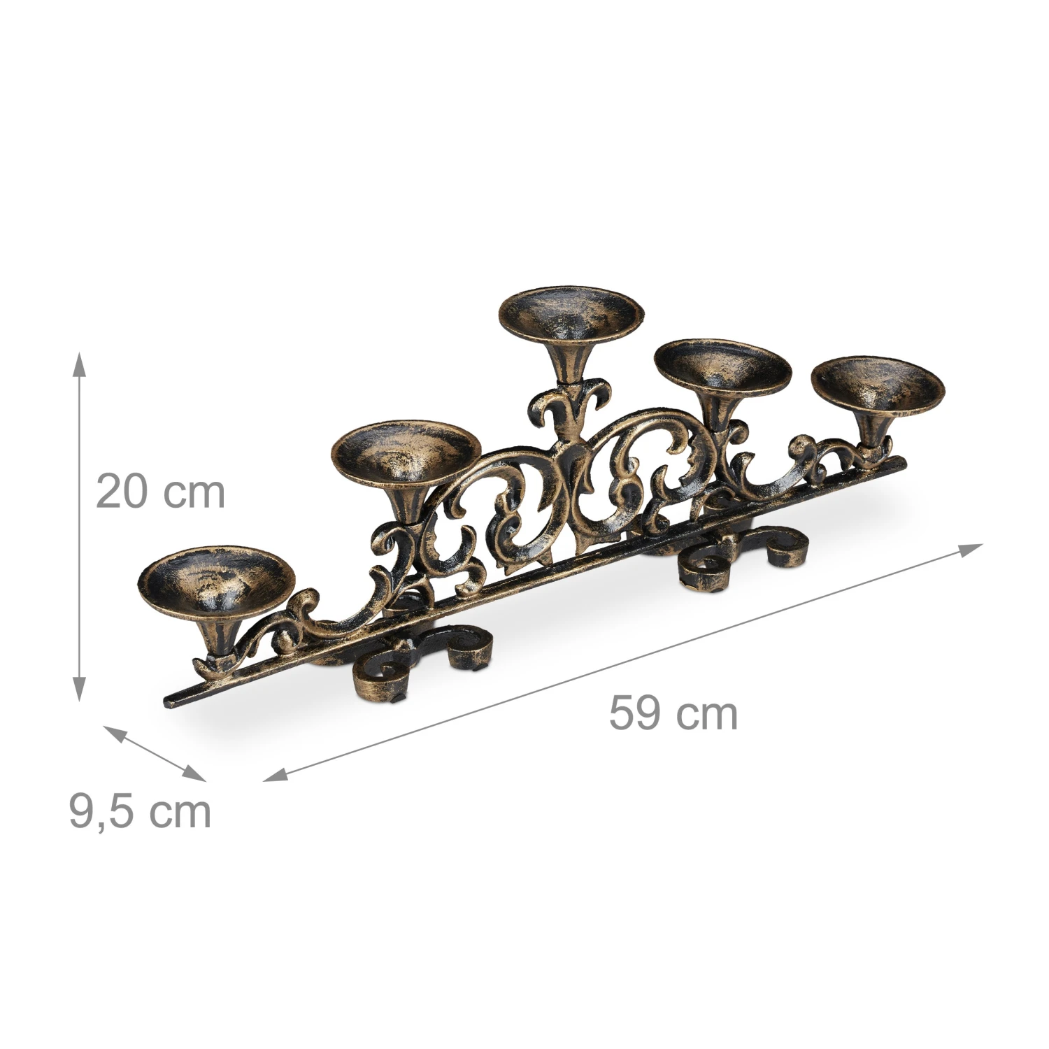 5 X Kerzenständer In Bronze - (B)59x (H)20 X (T)9,5 Cm 3 5 X Kerzenständer In Bronze - (B)59x (H)20 X (T)9,5 Cm - Image 3