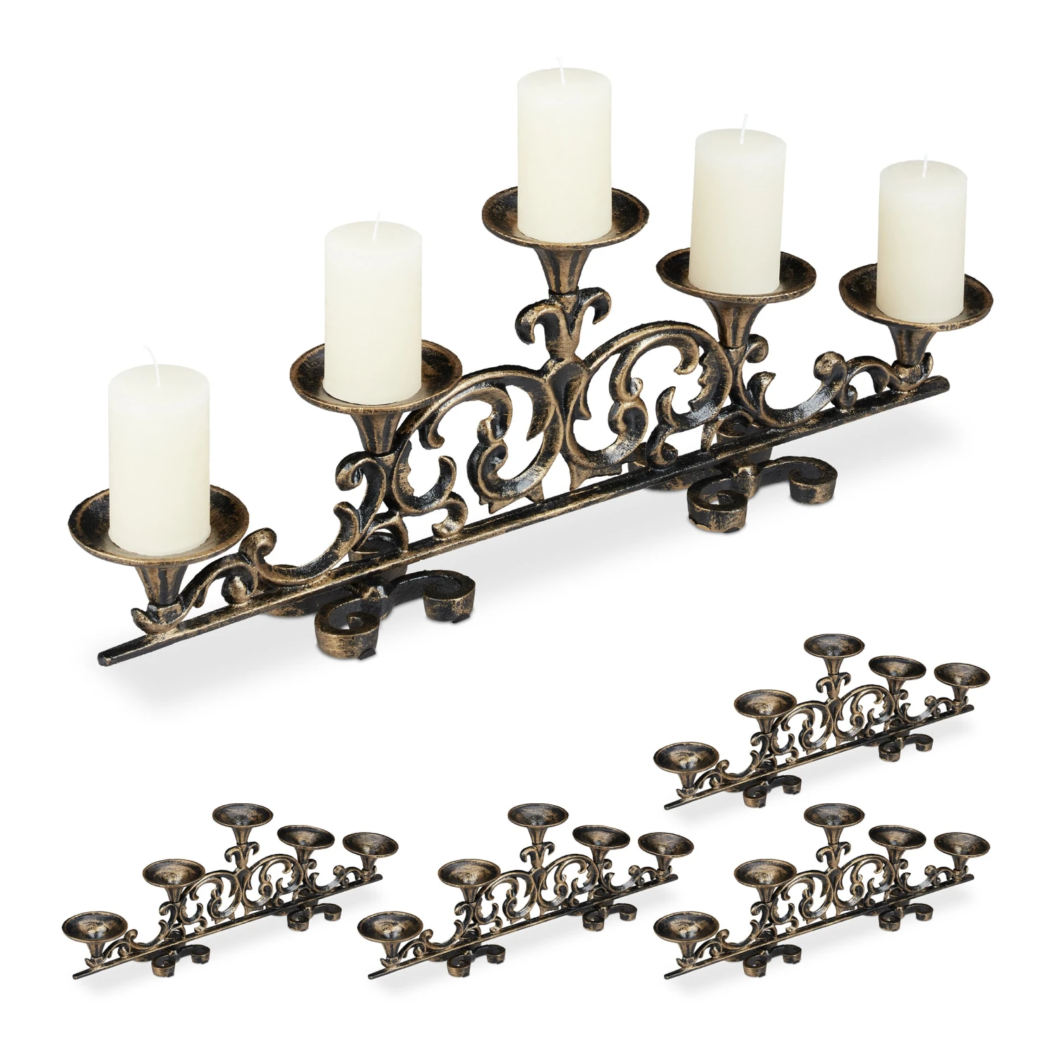 5 X Kerzenständer In Bronze - (B)59x (H)20 X (T)9,5 Cm 7 5 X Kerzenständer In Bronze - (B)59x (H)20 X (T)9,5 Cm - Image 7