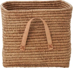 Rice Bastkorb Mit Leder-Henkel 30x30x25 Cm