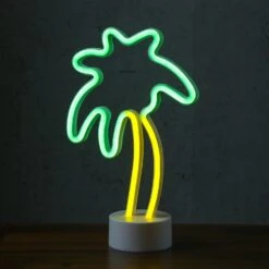 LED Neon Dekofigur Palme In Grün/gelb - H: 30cm -Dekowelt Verkauf satisfire led neon dekofigur palme in grun gelb h 30cm 2