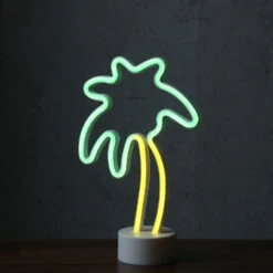 LED Neon Dekofigur Palme In Grün/gelb - H: 30cm -Dekowelt Verkauf satisfire led neon dekofigur palme in grun gelb h 30cm 4