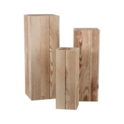 3er Set Holzsäulen In Grau