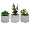 3er Set Kunstpflanzen Im Topf In Grau