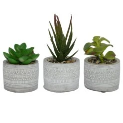 3er Set Kunstpflanzen Im Topf In Grau
