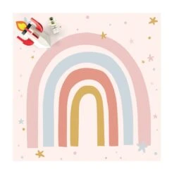 Vinyl-Teppich - Großer Regenbogen Mit Sternen Und Pünktchen In Pastell