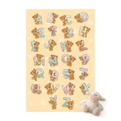 Vinyl-Teppich - Ich Lerne Das Alphabet Mit Teddy Von A Bis Z In Gelb