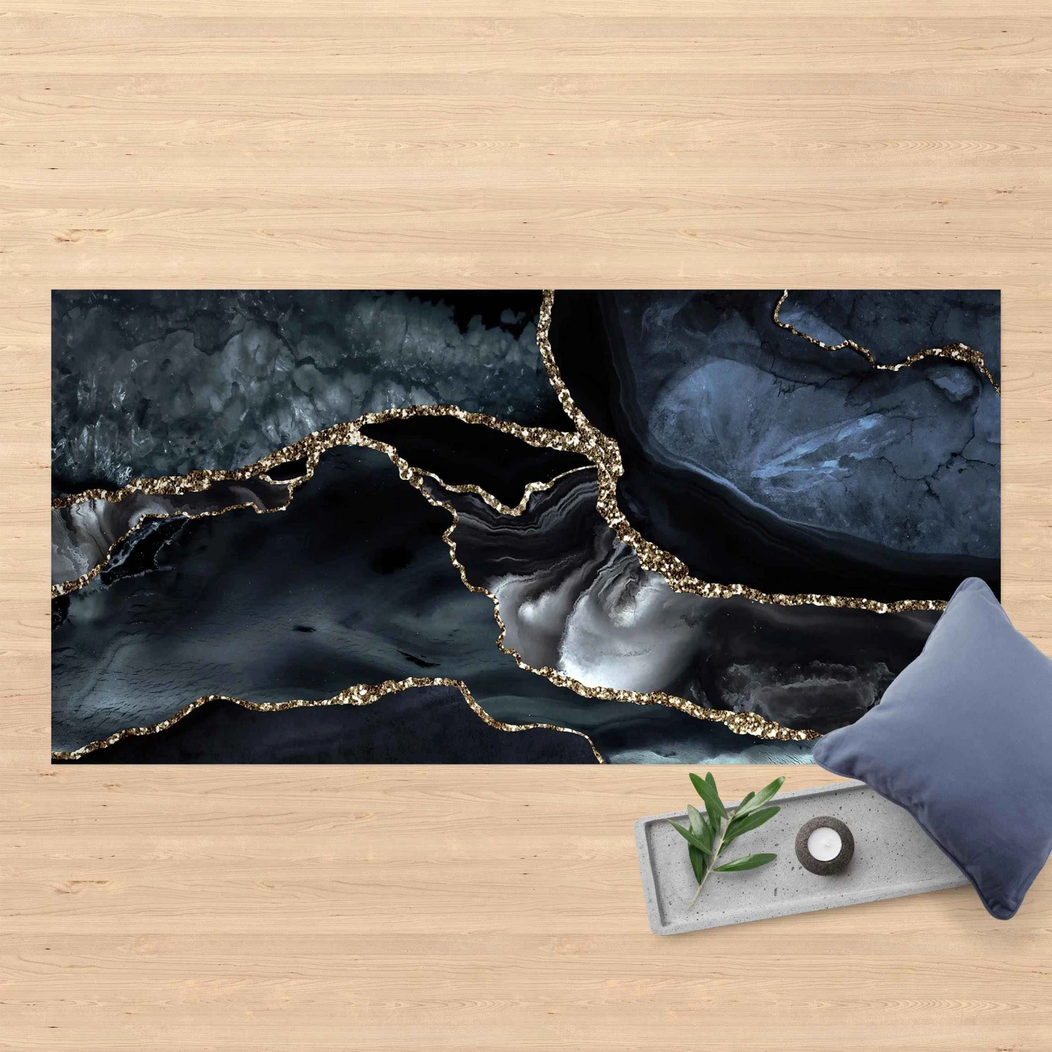 Vinyl-Teppich - Schwarz Mit Glitzer Gold In Schwarz 3 Vinyl-Teppich - Schwarz Mit Glitzer Gold In Schwarz - Image 3