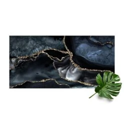 Vinyl-Teppich - Schwarz Mit Glitzer Gold In Schwarz